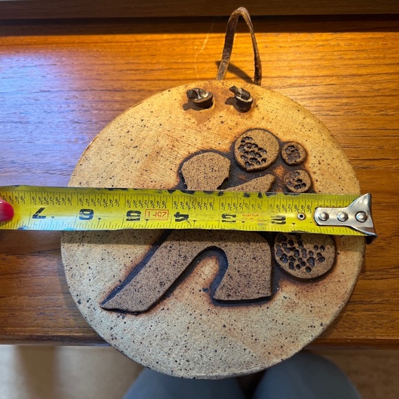 Vintage brutalist retro mid century modern art pottery wall hanging Handmade - Picture 4 of 8